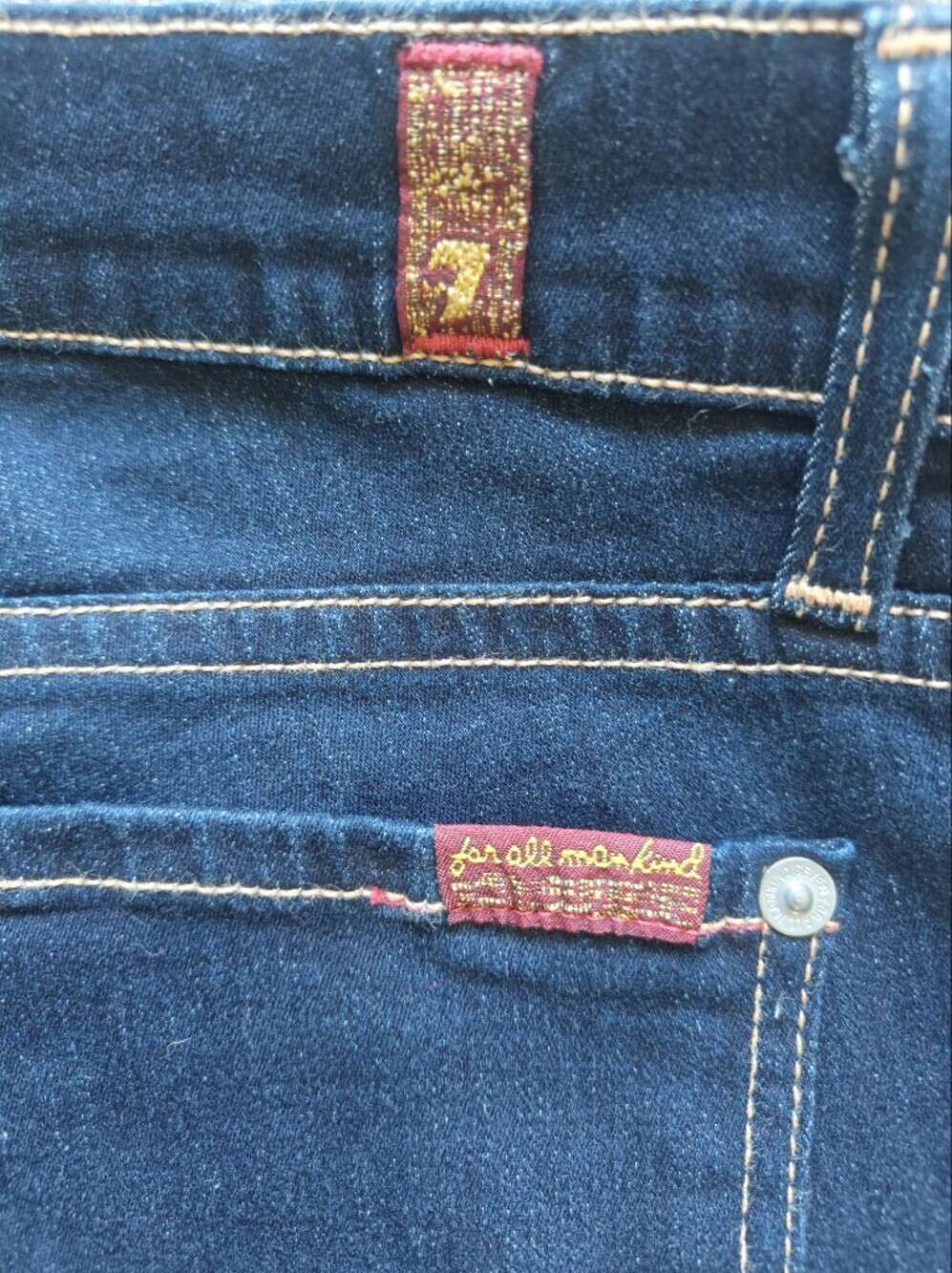7 For All Mankind Skinny Bootcut Dark Wash Women's Blue Jeans Size 30 - Picture 3 of 5